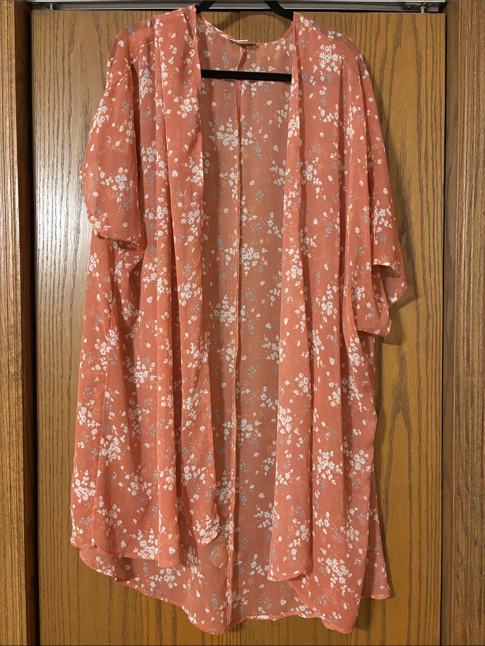 Coral Floral Kimono Cover-Up